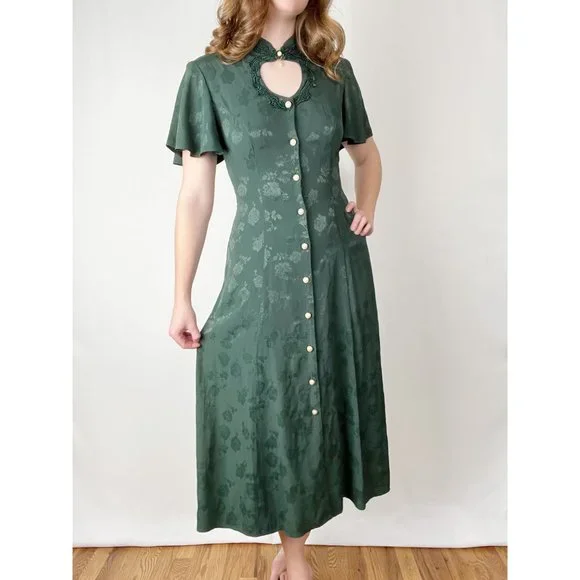 Vintage Victorian Cottagecore Gothic Corset Midi Maxi Dress Dark Fairycore Sexy - Picture 1 of 8